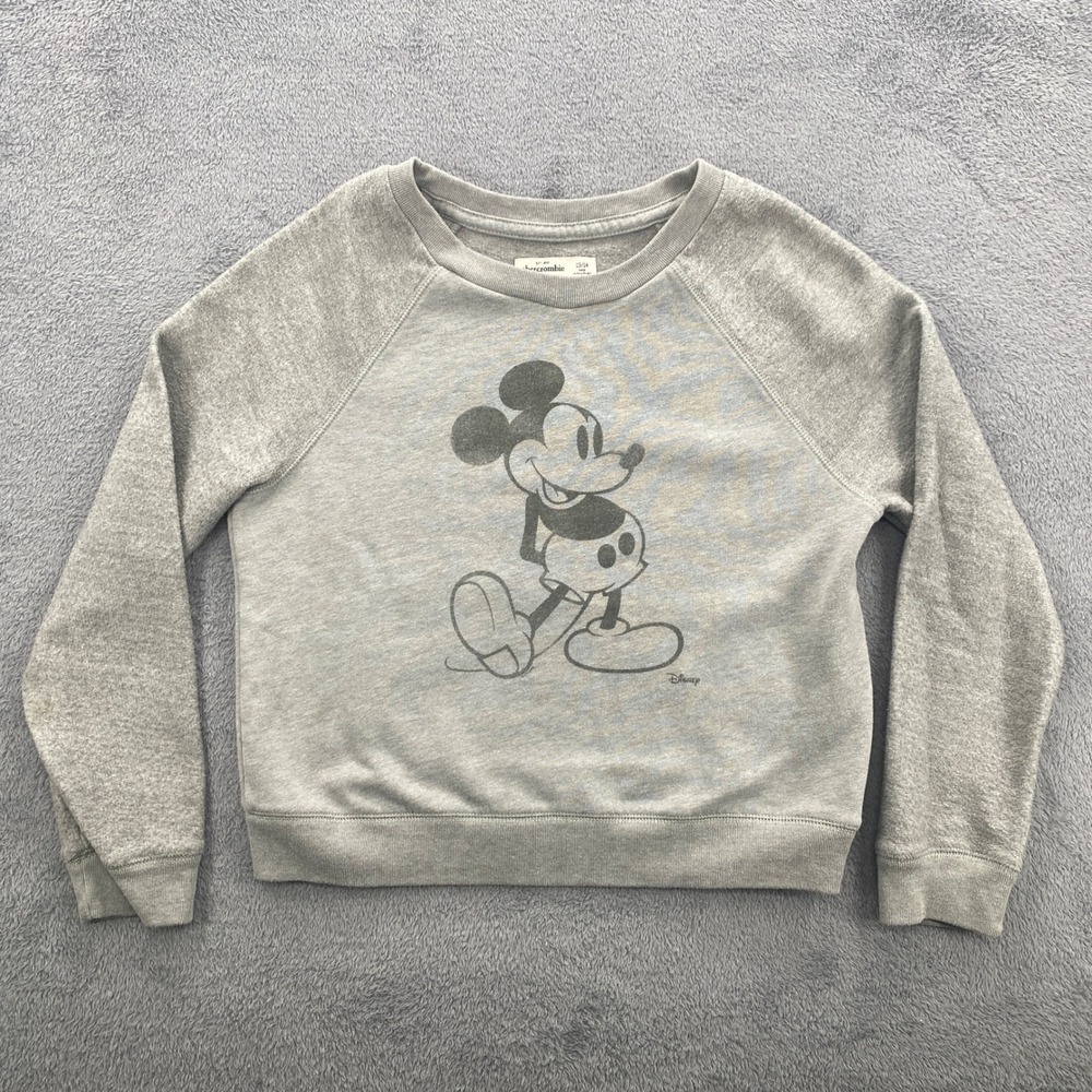 Abercrombie Sweatshirt Kids 13/14 Gray Mickey Mouse Disney Raglan Pullover